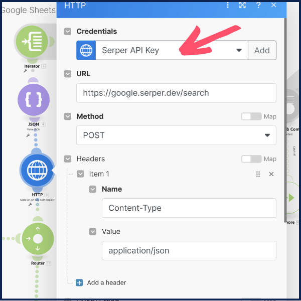 serper API key in make