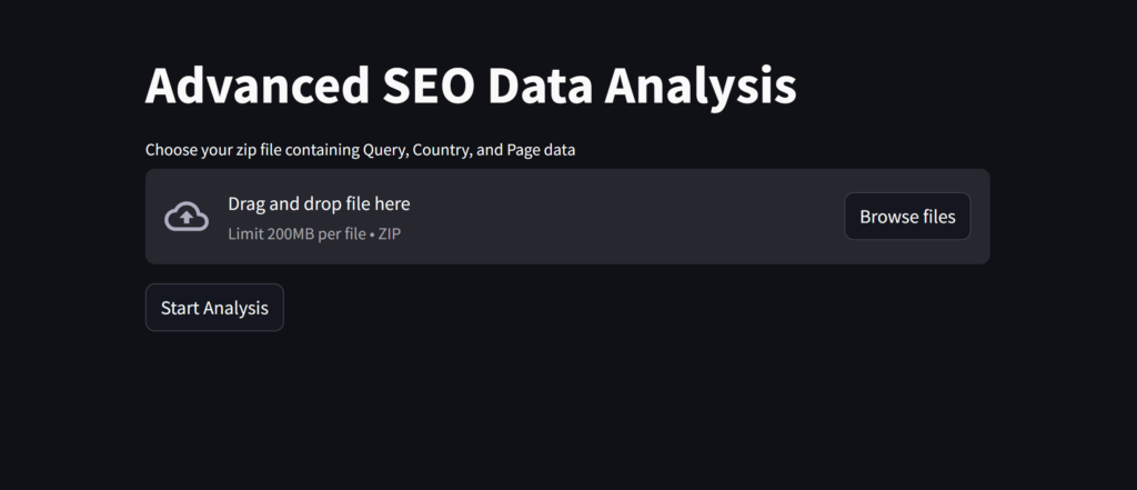 UI of SEO analysis